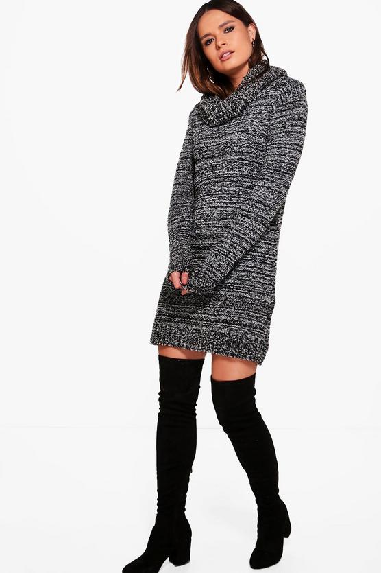 Tia Marl Cowl Neck Jumper Dress